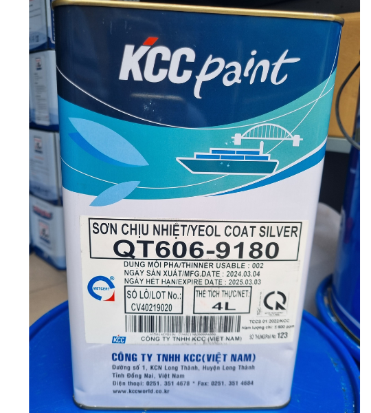 Sơn chịu nhiệt KCC 600 độ – bạc QT606-9180