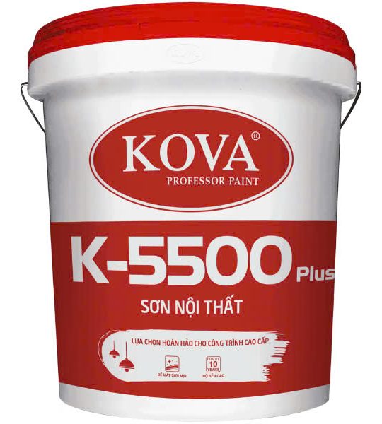 Sơn nội thất cao cấp KOVA K-5500 Plus (Mờ, Bóng Mờ, Bán Bóng – Nền S)