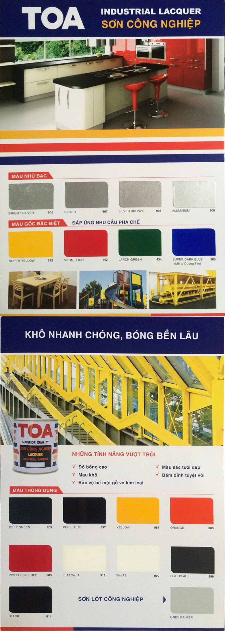 Hướng dẫn thi công sơn công nghiệp Toa màu vàng 212